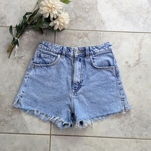 Zara Cut Off Raw Hem Blue Jean Shorts